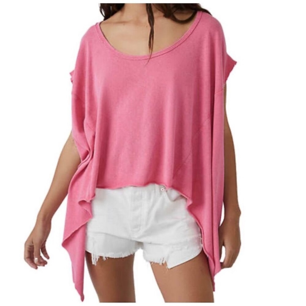Free People We the Free Care Angel Tee Pink Oversized T-shirt Top Size XS New